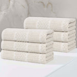 Superior Naples Cotton Blend Checkered & Ribbed Hand Towels, Set of 6