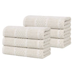 Superior Naples Cotton Blend Checkered & Ribbed Hand Towels, Set of 6