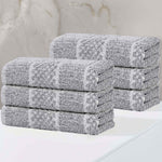 Superior Naples Cotton Blend Checkered & Ribbed Hand Towels, Set of 6