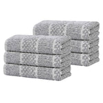 Superior Naples Cotton Blend Checkered & Ribbed Hand Towels, Set of 6