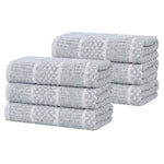 Superior Naples Cotton Blend Checkered & Ribbed Hand Towels, Set of 6
