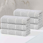 Superior Naples Cotton Blend Checkered & Ribbed Hand Towels, Set of 6
