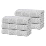 Superior Naples Cotton Blend Checkered & Ribbed Hand Towels, Set of 6