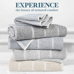 Superior Naples Cotton Blend Checkered & Ribbed Hand Towels, Set of 6