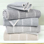 Superior Naples Cotton Blend Checkered & Ribbed Hand Towels, Set of 6
