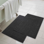 Superior Nora Cotton Thick Solid Checkered Washable Bath Mat Set of 2