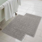 Superior Nora Cotton Thick Solid Checkered Washable Bath Mat Set of 2