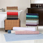 Superior Nora Cotton Thick Solid Checkered Washable Bath Mat Set of 2