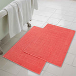 Superior Nora Cotton Thick Solid Checkered Washable Bath Mat Set of 2