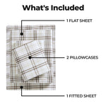 100% Cotton Plaid Flannel Sheet Set Deep Pocket