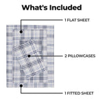 100% Cotton Plaid Flannel Sheet Set Deep Pocket