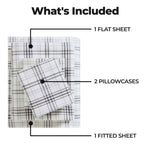 100% Cotton Plaid Flannel Sheet Set Deep Pocket