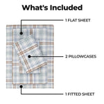 100% Cotton Plaid Flannel Sheet Set Deep Pocket