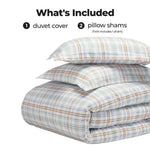 100% Cotton Flannel Plaid Farmhouse Duvet Cover Set