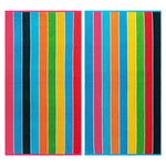 Rainbow Stripes Oversized 100% Cotton Beach Towel Set of 2 Piece