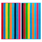 Rainbow Stripes Oversized 100% Cotton Beach Towel Set of 2 Piece