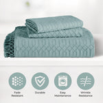 Lightweight Cotton Bedspread Set 3-Piece Remi Geometric Fringe Jacquard