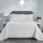 Lightweight Cotton Bedspread Set 3-Piece Remi Geometric Fringe Jacquard