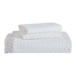 Lightweight Cotton Bedspread Set 3-Piece Remi Geometric Fringe Jacquard