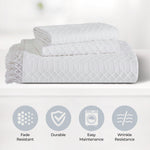 Lightweight Cotton Bedspread Set 3-Piece Remi Geometric Fringe Jacquard