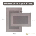 Reno Modern Non-Slip Machine Washable Kitchen & Bath Rug Mat Set
