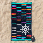 Retro Spin Wheel Oversized Cotton Beach Towel Set of 2 Piece