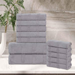 Roma Cotton Ribbed Textured Soft Absorbent 12 Piece Assorted Towel Set