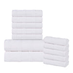 Roma Cotton Ribbed Textured Soft Absorbent 12 Piece Assorted Towel Set