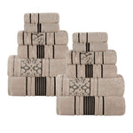 Superior Zero Twist Cotton Solid & Jacquard Floral 12 Piece Towel Set