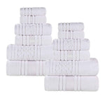 Superior Zero Twist Cotton Solid & Jacquard Floral 12 Piece Towel Set