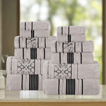 Superior Zero Twist Cotton Solid & Jacquard Floral 12 Piece Towel Set