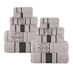Superior Zero Twist Cotton Solid & Jacquard Floral 12 Piece Towel Set