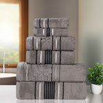 Superior Zero Twist Cotton Solid and Jacquard Floral 6 Piece Towel Set