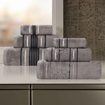 Superior Zero Twist Cotton Solid and Jacquard Floral 6 Piece Towel Set