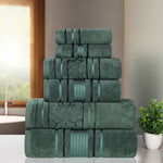 Superior Zero Twist Cotton Solid and Jacquard Floral 6 Piece Towel Set