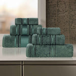 Superior Zero Twist Cotton Solid and Jacquard Floral 6 Piece Towel Set
