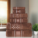 Superior Zero Twist Cotton Solid and Jacquard Floral 6 Piece Towel Set