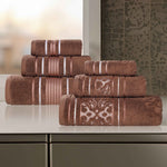 Superior Zero Twist Cotton Solid and Jacquard Floral 6 Piece Towel Set