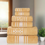 Superior Zero Twist Cotton Solid and Jacquard Floral 6 Piece Towel Set