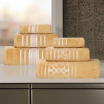 Superior Zero Twist Cotton Solid and Jacquard Floral 6 Piece Towel Set