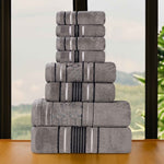 Superior Zero Twist Cotton Solid and Jacquard Floral 8 Piece Towel Set