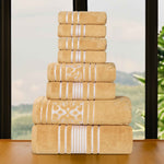 Superior Zero Twist Cotton Solid and Jacquard Floral 8 Piece Towel Set