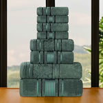 Superior Zero Twist Cotton Solid and Jacquard Floral 8 Piece Towel Set