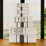 Superior Zero Twist Cotton Solid and Jacquard Floral 8 Piece Towel Set