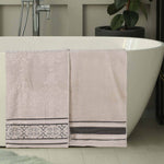 Superior Zero Twist Cotton Solid & Jacquard Floral Bath Sheet Set of 2