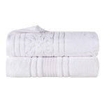 Superior Zero Twist Cotton Solid & Jacquard Floral Bath Sheet Set of 2