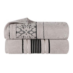 Superior Zero Twist Cotton Solid & Jacquard Floral Bath Sheet Set of 2