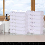 Superior Zero Twist Cotton Solid Jacquard Floral Face Towel Set of 12