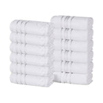 Superior Zero Twist Cotton Solid Jacquard Floral Face Towel Set of 12