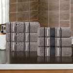 Superior Zero Twist Cotton Solid & Jacquard Floral Hand Towel Set of 6